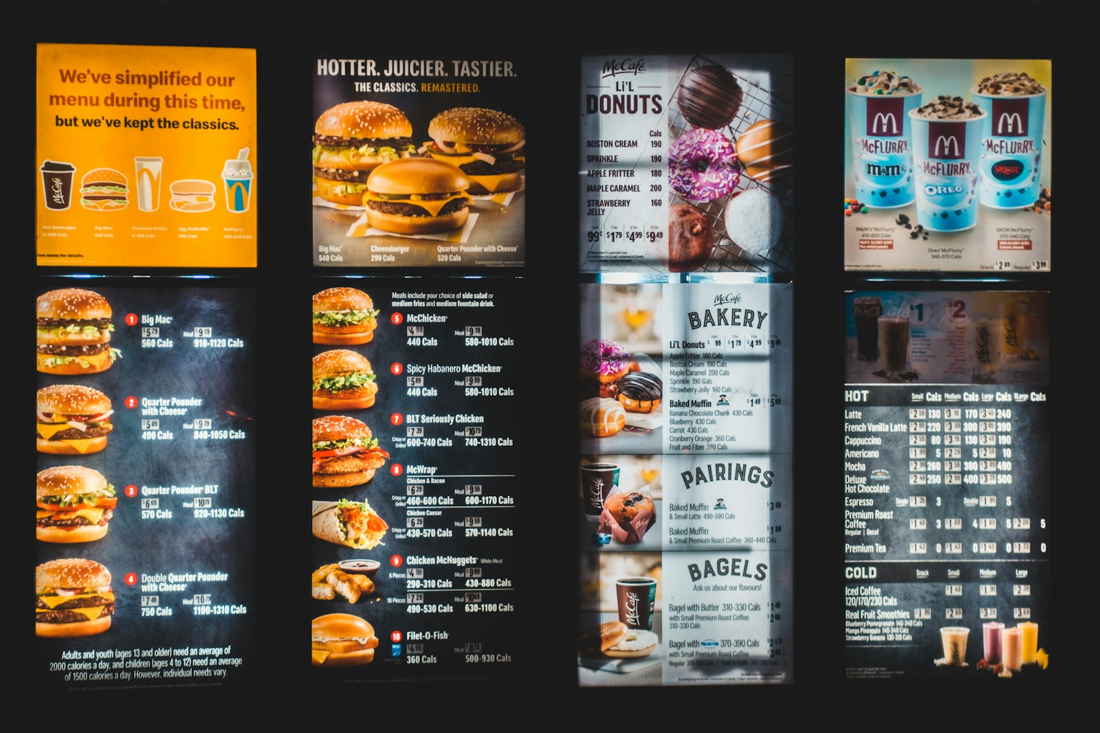black and white menu list